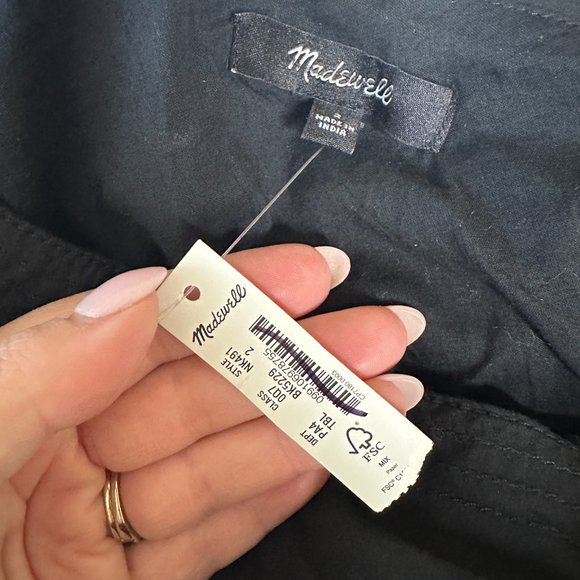 Madewell Brooke One Shoulder Ruffle Midi Dress Black Size 2 NEW - Picture 9 of 9